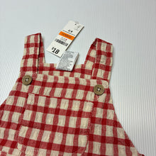 Load image into Gallery viewer, Unisex Baby Berry, checked cotton / viscose blend overalls / shortalls, NEW, size 00,  
