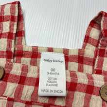 Load image into Gallery viewer, Unisex Baby Berry, checked cotton / viscose blend overalls / shortalls, NEW, size 00,  