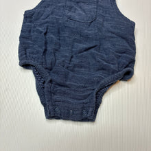Load image into Gallery viewer, Unisex Anko, blue organic cotton romper + matching bib, EUC, size 00,  