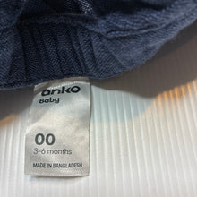 Load image into Gallery viewer, Unisex Anko, blue organic cotton romper + matching bib, EUC, size 00,  