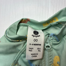 Load image into Gallery viewer, Unisex Dymples, long sleeve rashie suit, dinosaurs, EUC, size 00,  