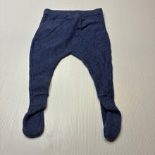 Load image into Gallery viewer, Unisex Bebe by Minihaha, blue knit footed leggings / bottoms, GUC, size 000,  