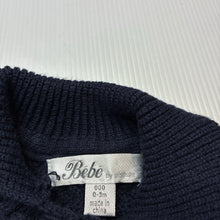Load image into Gallery viewer, Unisex Bebe by Minihaha, navy knitted cotton cardigan, GUC, size 000,  
