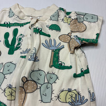 Load image into Gallery viewer, Unisex Anko, cotton zip romper, crocodiles, GUC, size 00,  