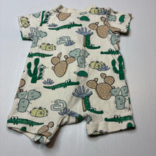 Load image into Gallery viewer, Unisex Anko, cotton zip romper, crocodiles, GUC, size 00,  