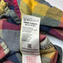 Load image into Gallery viewer, Boys M&amp;S, checked cotton hooded long sleeve shirt, GUC, size 0,  