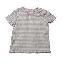 Load image into Gallery viewer, Girls Dymples, pink &amp; white stripe ribbed tee / top, EUC, size 0,  