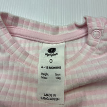 Load image into Gallery viewer, Girls Dymples, pink &amp; white stripe ribbed tee / top, EUC, size 0,  