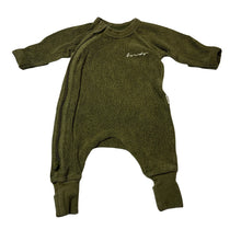 Load image into Gallery viewer, Unisex Bonds, stretchy fleece zip coverall / romper, wash fade, FUC, size 0000,  