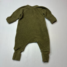 Load image into Gallery viewer, Unisex Bonds, stretchy fleece zip coverall / romper, wash fade, FUC, size 0000,  