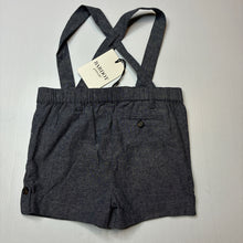 Load image into Gallery viewer, Boys Bardot Junior, chambray cotton suspender shorts, elasticated, NEW, size 2,  