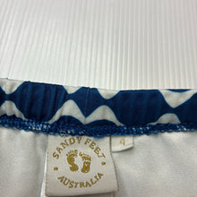 Load image into Gallery viewer, Unisex SANDY FEET, swim shorts, elasticated, EUC, size 4,  
