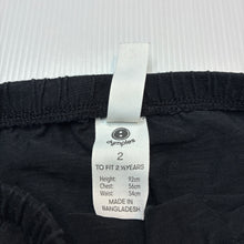 Load image into Gallery viewer, Unisex Dymples, black lightweight organic cotton pants / bottoms, GUC, size 2,  