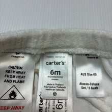 Load image into Gallery viewer, Unisex Carters, white terry leggings / bottoms, cow, EUC, size 00,  