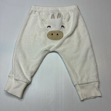 Load image into Gallery viewer, Unisex Carters, white terry leggings / bottoms, cow, EUC, size 00,  