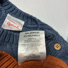 Load image into Gallery viewer, Boys Sprout, soft feel knitted sweater / jumper, kangaroo, GUC, size 1,  