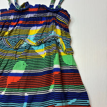 Load image into Gallery viewer, Girls Jack &amp; Milly, colourful viscose summer dress, birds, GUC, size 1, L: 50cm