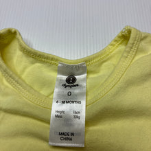 Load image into Gallery viewer, Unisex Dymples, yellow stretchy bodysuit / romper, EUC, size 0,  