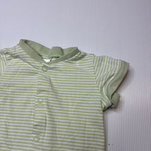 Load image into Gallery viewer, Unisex H&amp;M, green &amp; white stripe cotton romper, EUC, size 0000,  