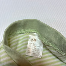 Load image into Gallery viewer, Unisex H&amp;M, green &amp; white stripe cotton romper, EUC, size 0000,  