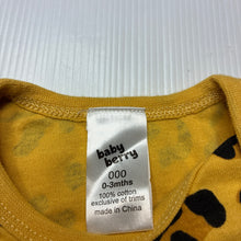 Load image into Gallery viewer, Unisex Baby Berry, animal print cotton bodysuit / romper, EUC, size 000,  