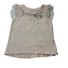 Load image into Gallery viewer, Girls Anko, pink cotton sequin &amp; tulle top, EUC, size 2,  
