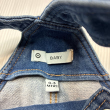 Load image into Gallery viewer, Unisex Target, stretch knit denim overalls / shortalls, EUC, size 000,  