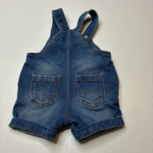 Load image into Gallery viewer, Unisex Target, stretch knit denim overalls / shortalls, EUC, size 000,  