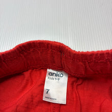 Load image into Gallery viewer, Unisex Anko, red cotton shorts, elasticated, GUC, size 7,  