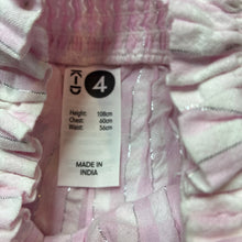Load image into Gallery viewer, Girls KID, pink white &amp; metallic silver skirt, elasticated, EUC, size 4,  
