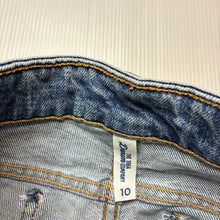 Load image into Gallery viewer, Girls 1964 Denim Co, lace trim stretch denim shorts, W: 29cm across, GUC, size 10,  