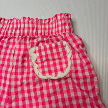 Load image into Gallery viewer, Girls Mango, pink &amp; white check lightweight shorts, elasticated, EUC, size 6,  