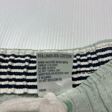Load image into Gallery viewer, Boys Anko, green linen / cotton shorts, elasticated, EUC, size 7,  