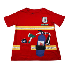 Load image into Gallery viewer, Boys Anko, red cotton tee / top, fire brigade, EUC, size 4,  