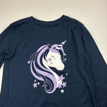 Load image into Gallery viewer, Girls Anko, navy cotton long sleeve tee / top, unicorn, EUC, size 5,  