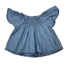 Load image into Gallery viewer, Girls 1964 Denim Co, chambray cotton flutter sleeve top, GUC, size 3,  