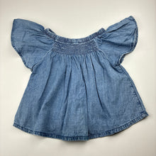 Load image into Gallery viewer, Girls 1964 Denim Co, chambray cotton flutter sleeve top, GUC, size 3,  