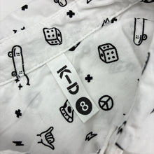 Load image into Gallery viewer, Boys KID, lightweight organic cotton short sleeve shirt, skateboards, EUC, size 8,  