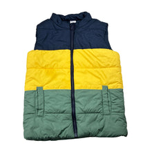 Load image into Gallery viewer, Boys Anko, navy, yellow &amp; green puffer vest, mark on front, FUC, size 8,  