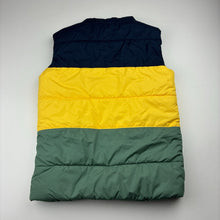 Load image into Gallery viewer, Boys Anko, navy, yellow &amp; green puffer vest, mark on front, FUC, size 8,  