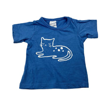 Load image into Gallery viewer, Unisex Tiny Little Wonders, blue cotton tee / top, cat, GUC, size 0000,  