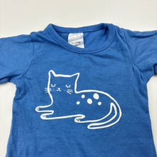 Load image into Gallery viewer, Unisex Tiny Little Wonders, blue cotton tee / top, cat, GUC, size 0000,  
