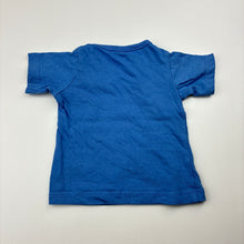 Load image into Gallery viewer, Unisex Tiny Little Wonders, blue cotton tee / top, cat, GUC, size 0000,  
