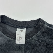 Load image into Gallery viewer, Unisex H&amp;M, grey velour long sleeve top, GUC, size 000,  