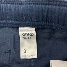 Load image into Gallery viewer, Boys Anko, navy stretch cotton shorts, elasticated, EUC, size 3,  