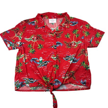 Load image into Gallery viewer, Girls Mango, cotton Christmas tie front shirt, EUC, size 10,  
