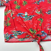 Load image into Gallery viewer, Girls Mango, cotton Christmas tie front shirt, EUC, size 10,  