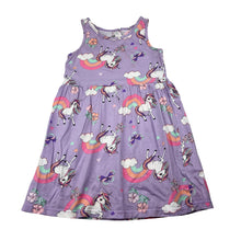 Load image into Gallery viewer, Girls H&amp;M, cotton dress, unicorns, FUC, size 3-4, L: 50cm