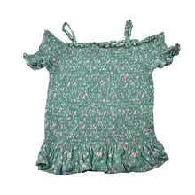 Load image into Gallery viewer, Girls Tilii, shirred floral top, small marks front hem, FUC, size 9,  
