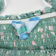 Load image into Gallery viewer, Girls Tilii, shirred floral top, small marks front hem, FUC, size 9,  